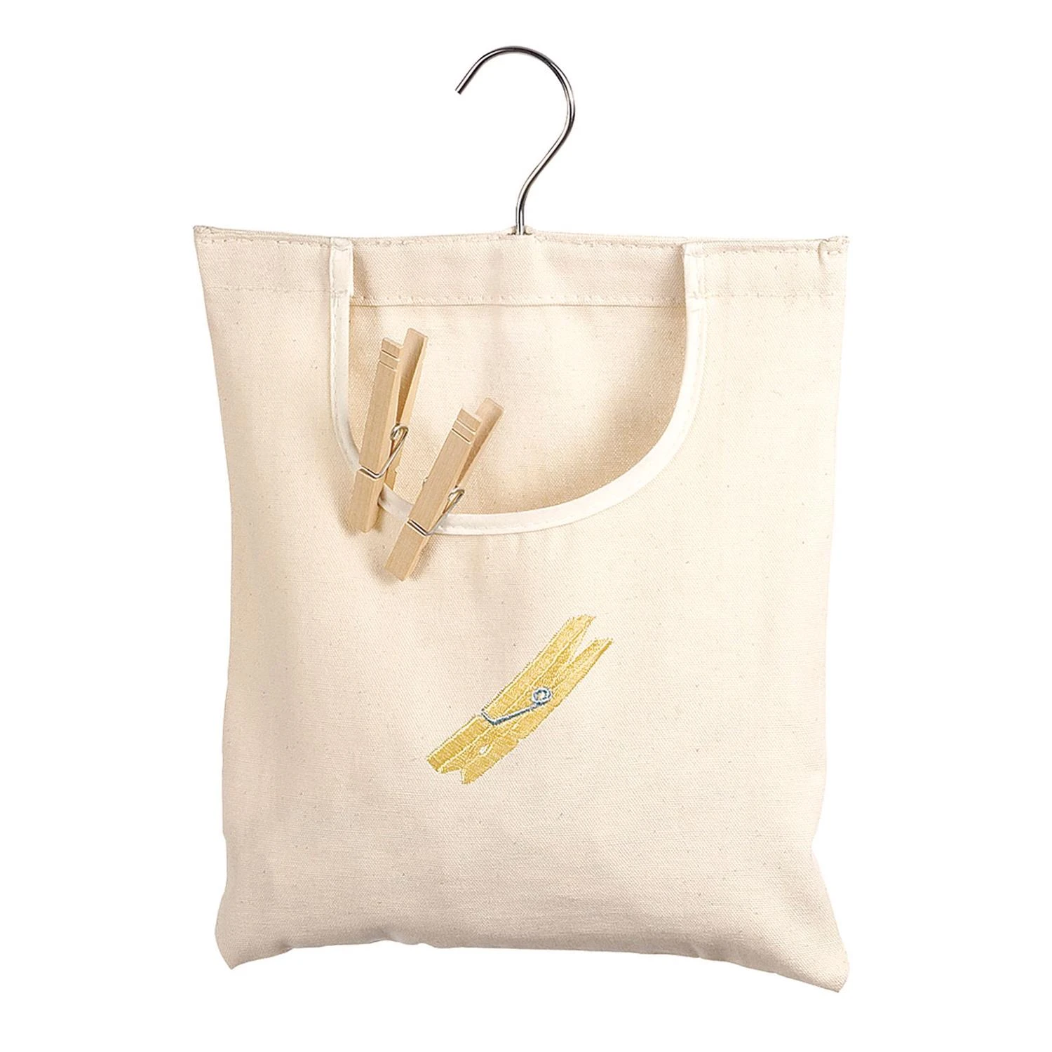 Canvas Clothespin Bag with Hanging Hook for Convenient Storage