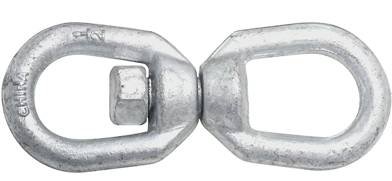 Swivel Open Round Eye Connecting Link, Galvanized Steel, 1/2 Inch