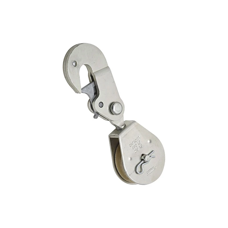 2 Inch Zinc Latching Swivel Hook Single Pulley for Rigging and Lifting
