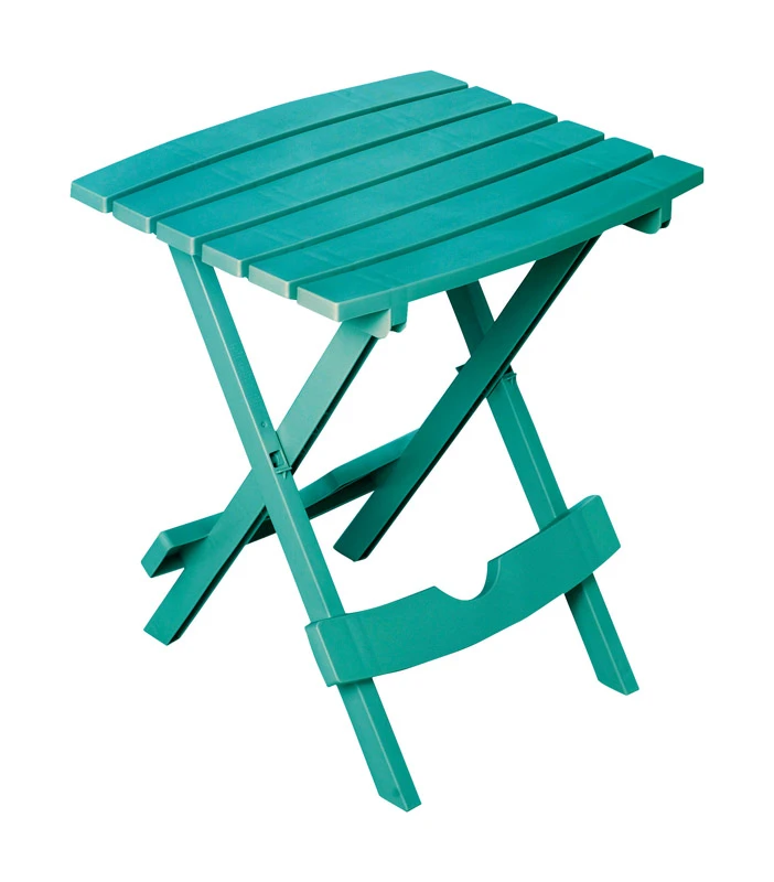 Quik-Fold Resin Side Table in Teal Color, Portable and Foldable Design