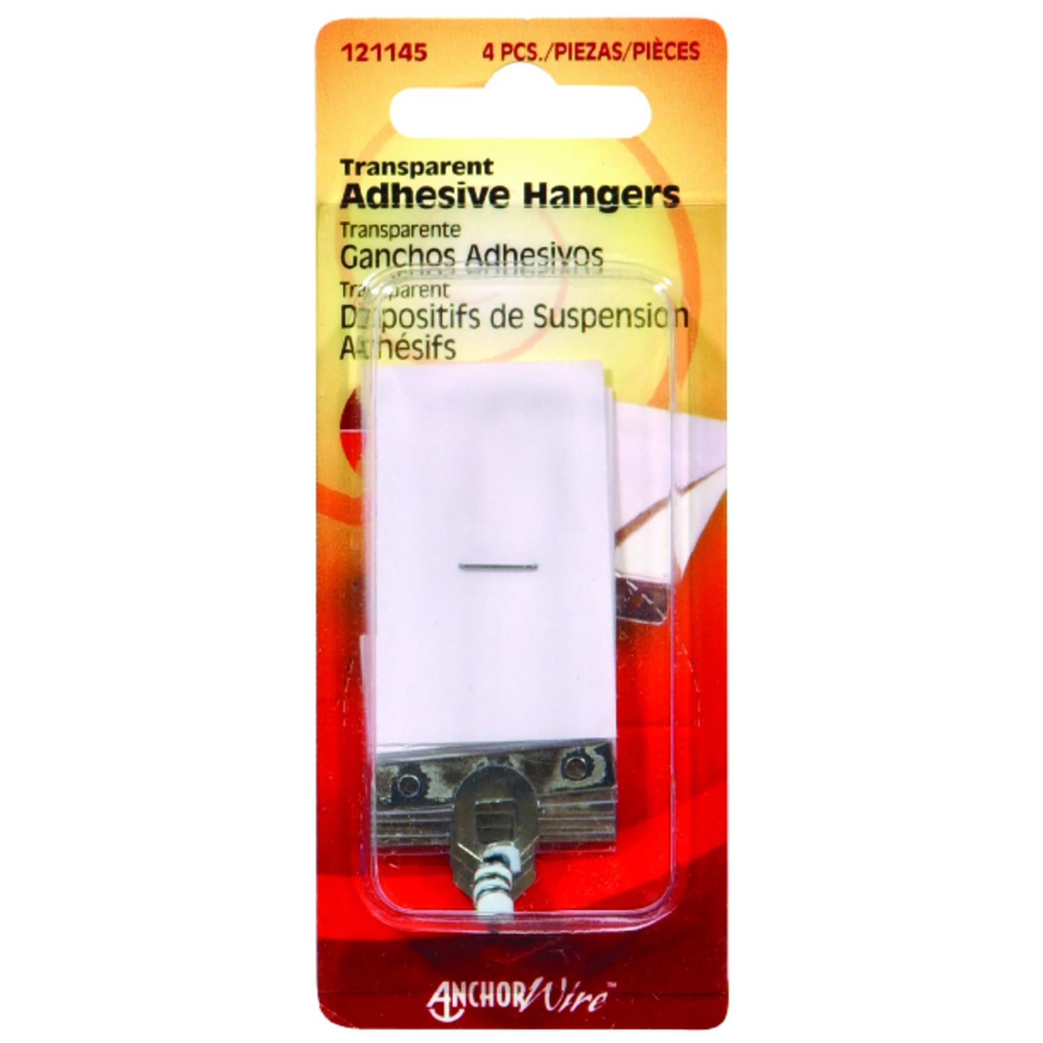 Adhesive Wall Hangers, Transparent, 4-Pk.