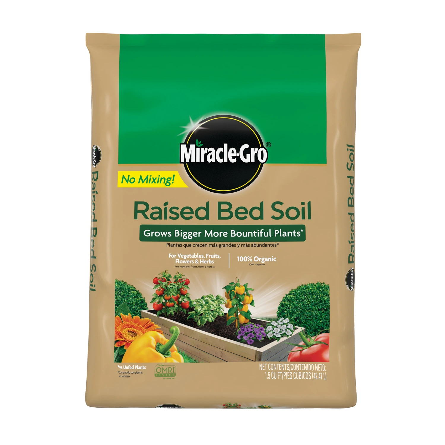 1.5 Cu. Ft. Organic Raised Bed Soil For Vegetables, Fruits, And Herbs