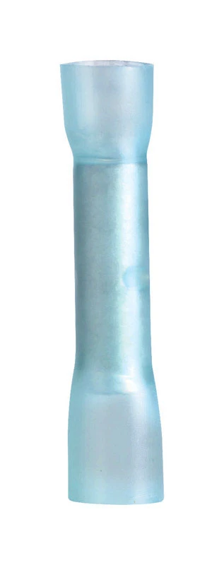 Butt Splice Connector, Blue, Heat Shrink, 16-14 AWG, 7-Pk.