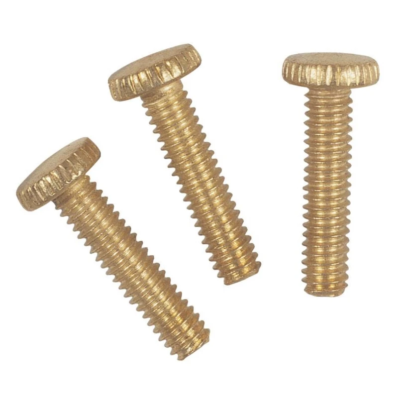 Knurled Head Screw, Brass-Plated, 3-Pk.