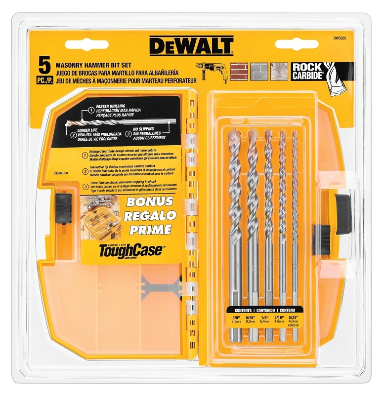 5-Pc. Mansonry Hammer Drill Bit Set