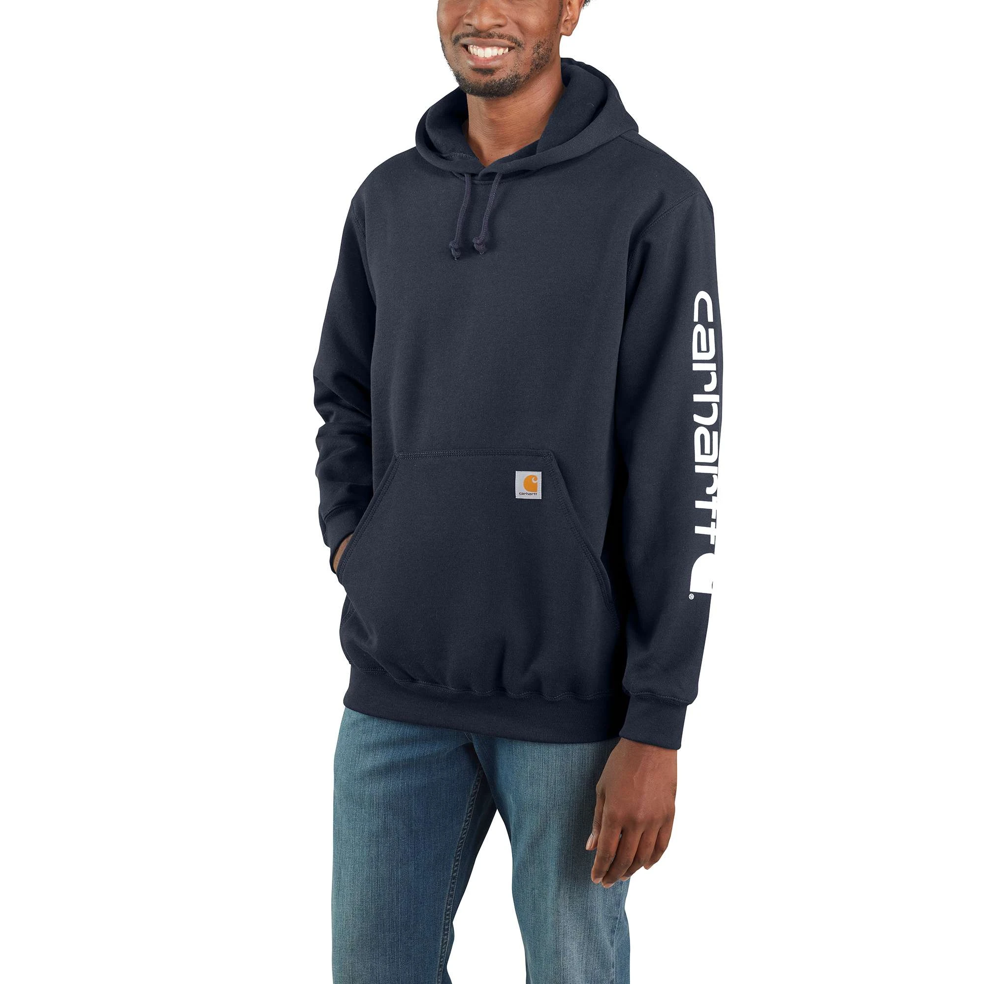 Midweight Hooded Sweatshirt with Logo, New Navy Color, Size Extra Extra Large