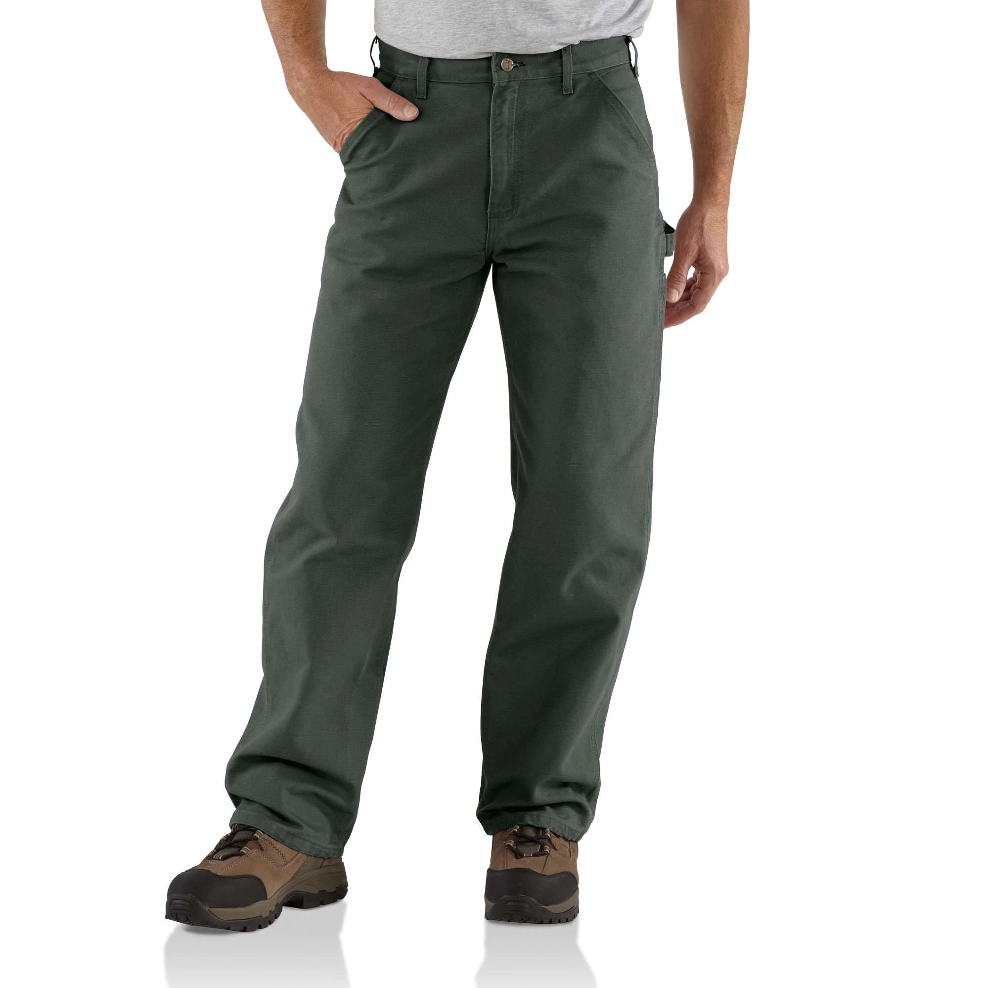 Men's Washed Duck Dungaree Work Pants, Moss, 32 X 32 In., Loose Fit