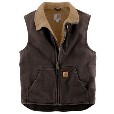 Men's Sherpa Lined Mock Neck Vest, Dark Brown, Xxl Regular Fit