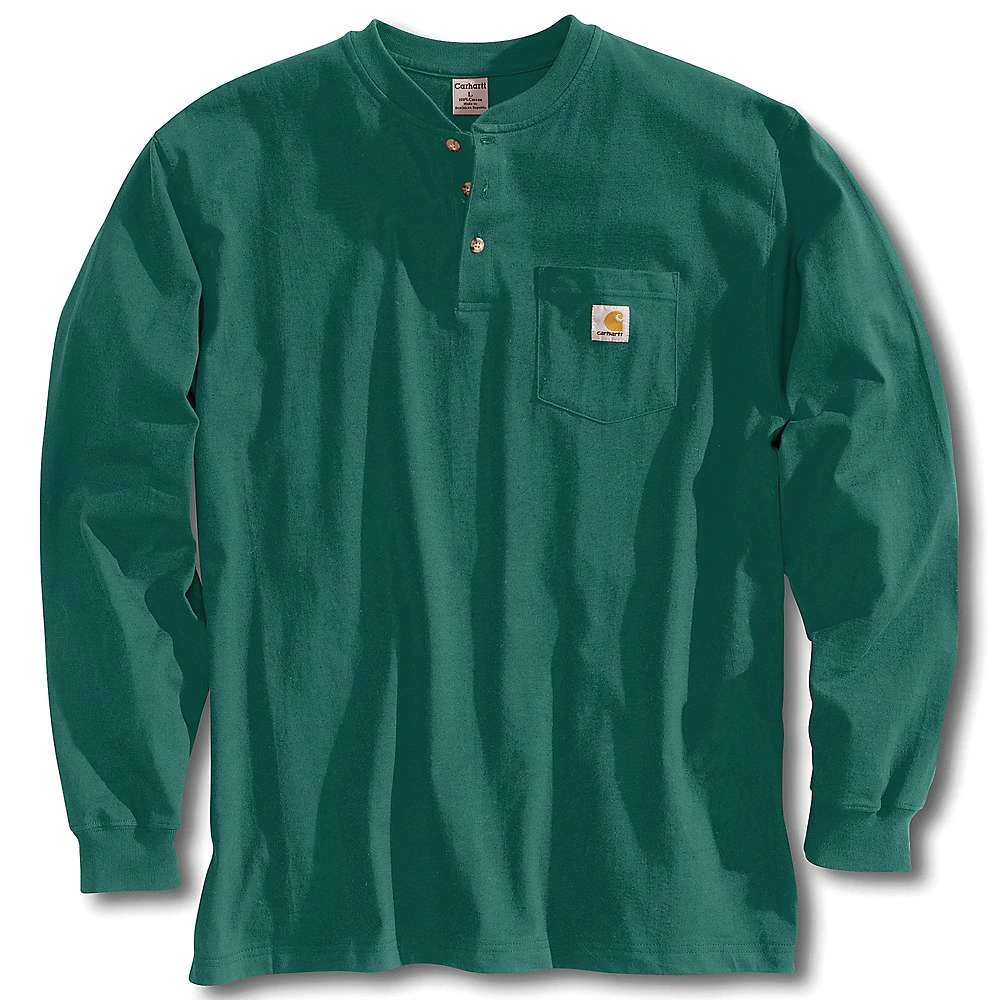 Men's Regular Medium Hunter Green Long Sleeve Workwear Henley T-shirt K128