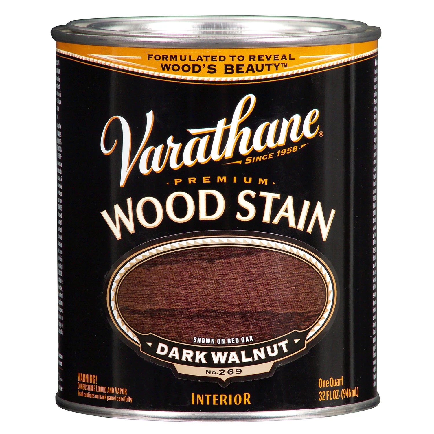 Premium Semi-transparent Dark Walnut Oil-based Wood Stain 1 Quart