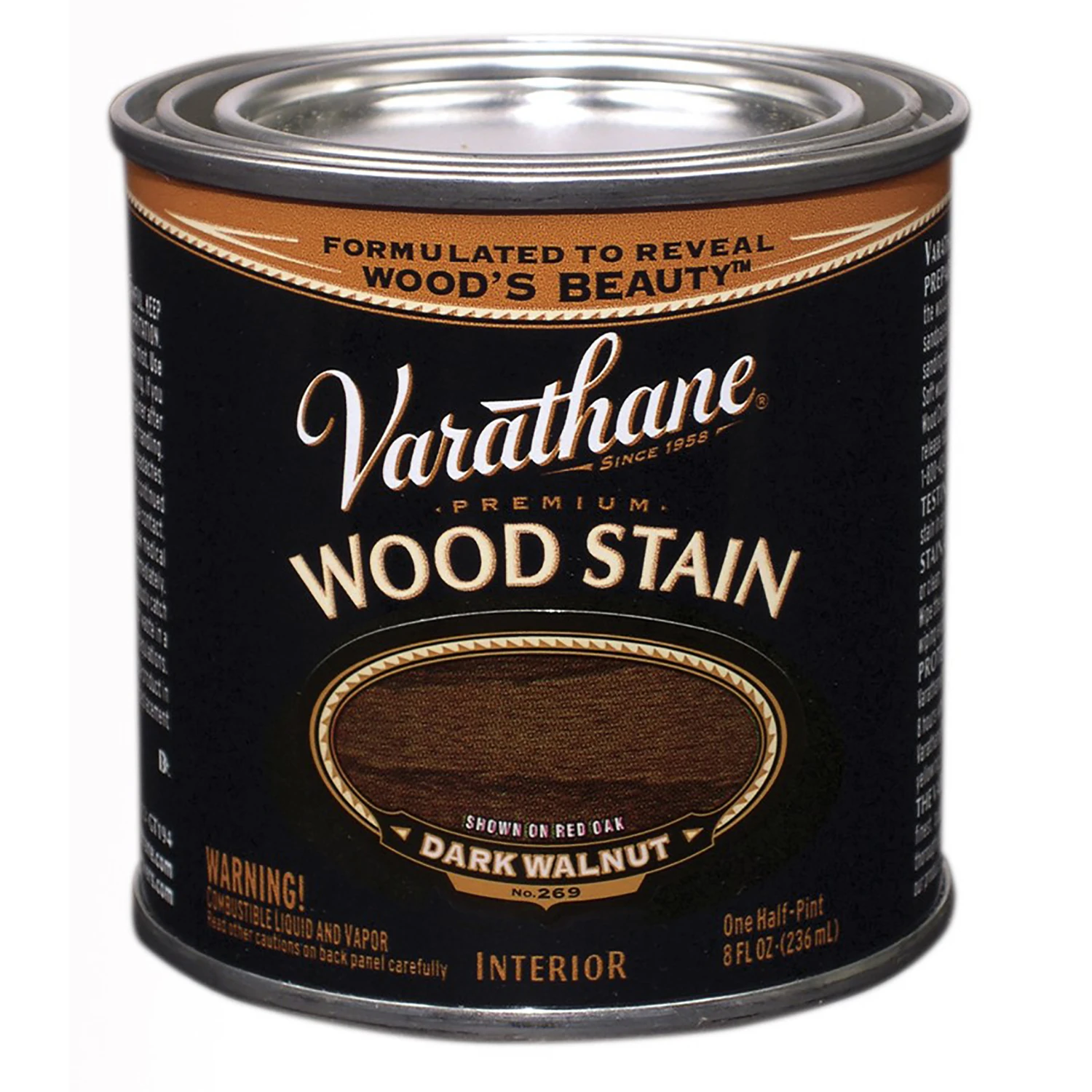 Premium Semi-transparent Dark Walnut Oil-based Wood Stain 0.5 Pint