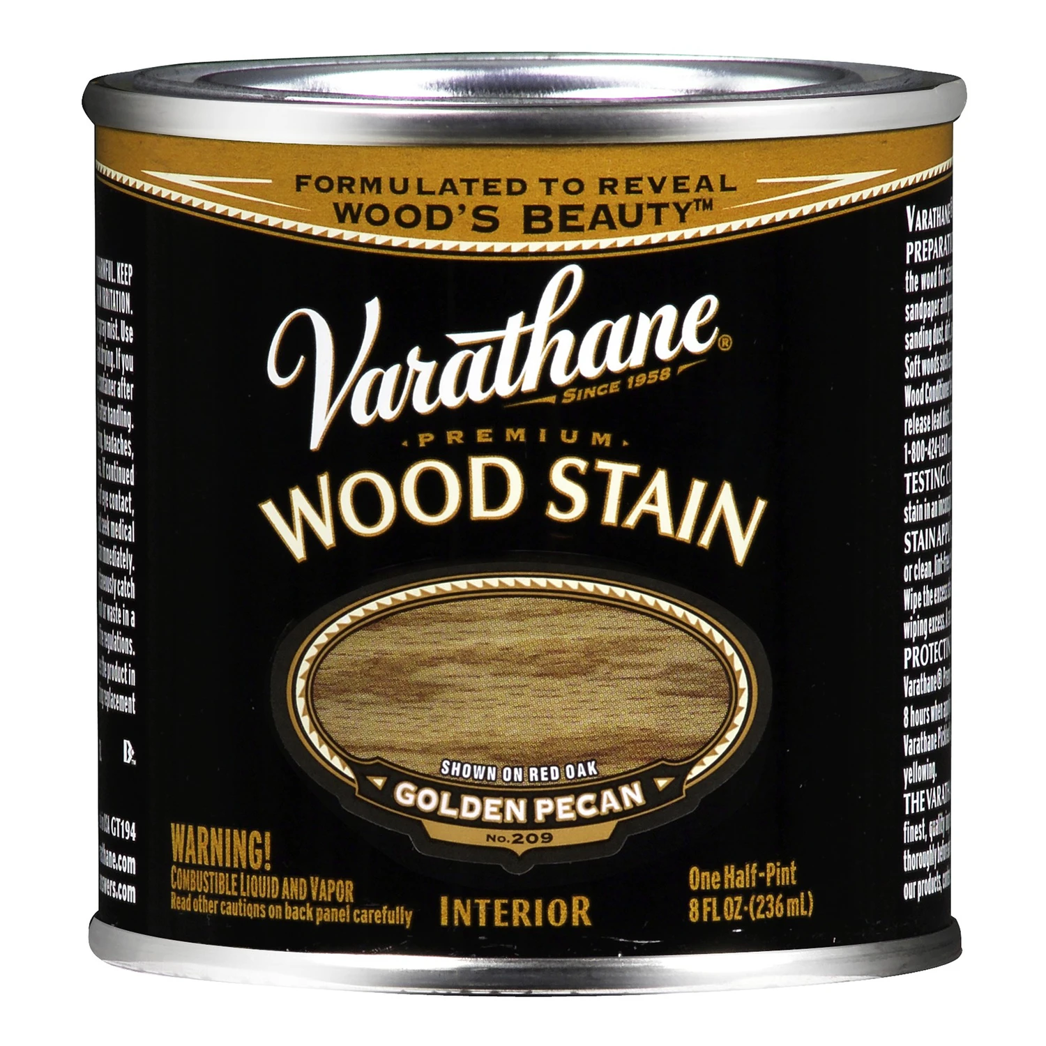 Premium Semi-transparent Golden Pecan Oil-based Wood Stain 0.5 Pint