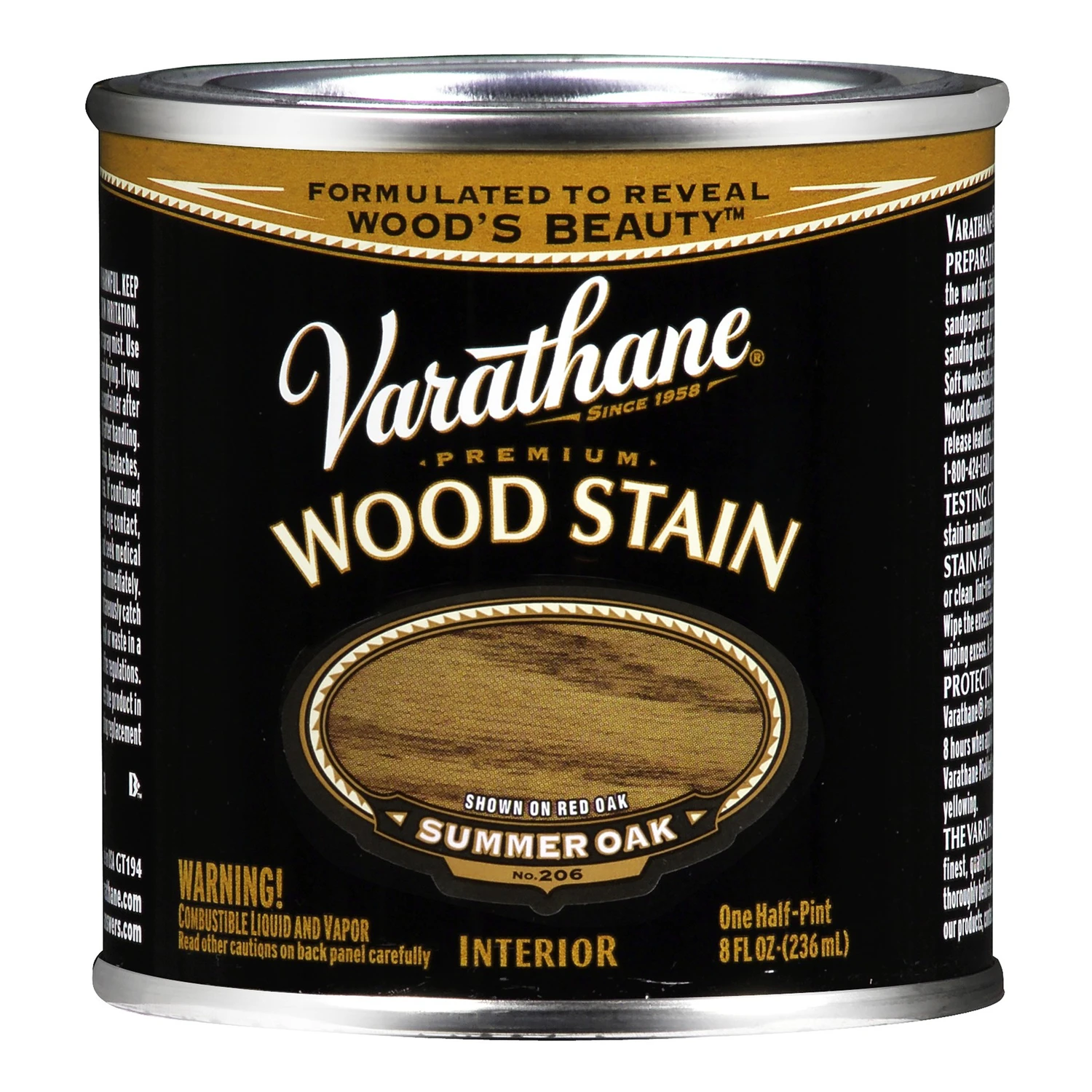 Premium Semi-transparent Summer Oak Oil-based Wood Stain 0.5 Pint