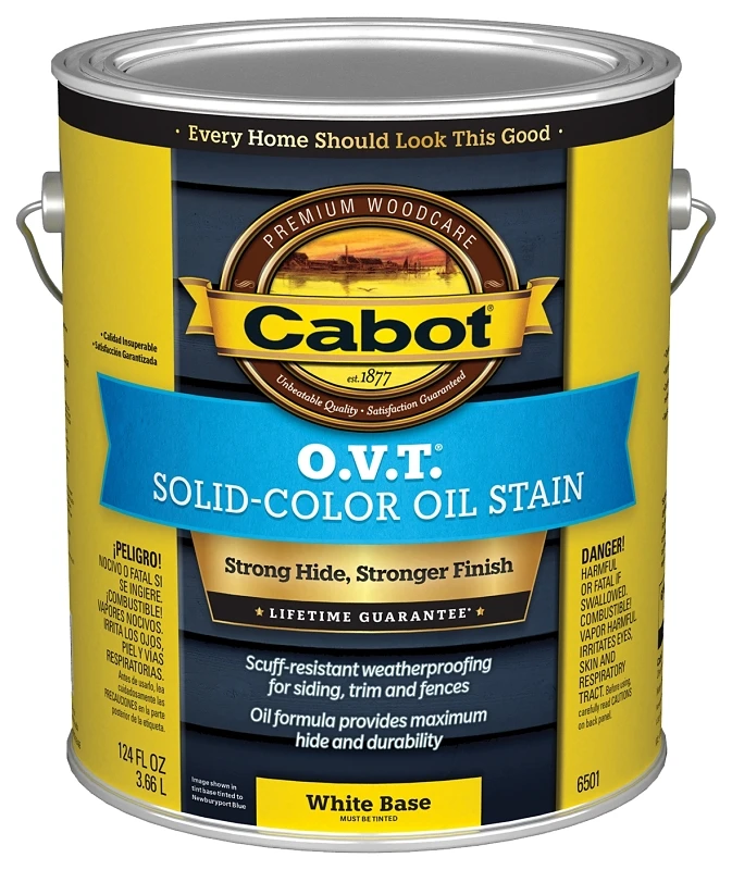O.V.T. Oil-Based Wood Stain, Solid Tintable White Base, One Gallon