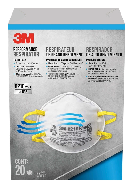 3M N95 Paint Prep Cup Disposable Respirator White One Size Fits Most 20 pk
