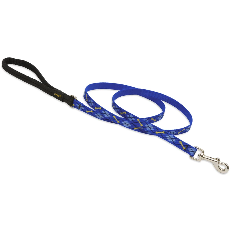 Dapper Dog Pattern Dog Leash, 1/2 In. X 6 Ft., Soft Padded Handle