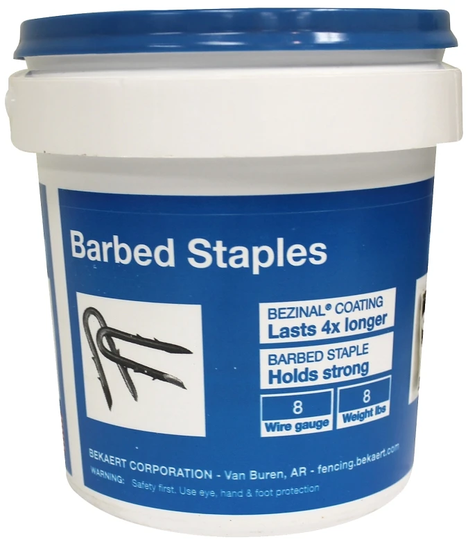 658132 Double Barbed Fence Staples, 1-3/4 In, 8 Lb Bucket