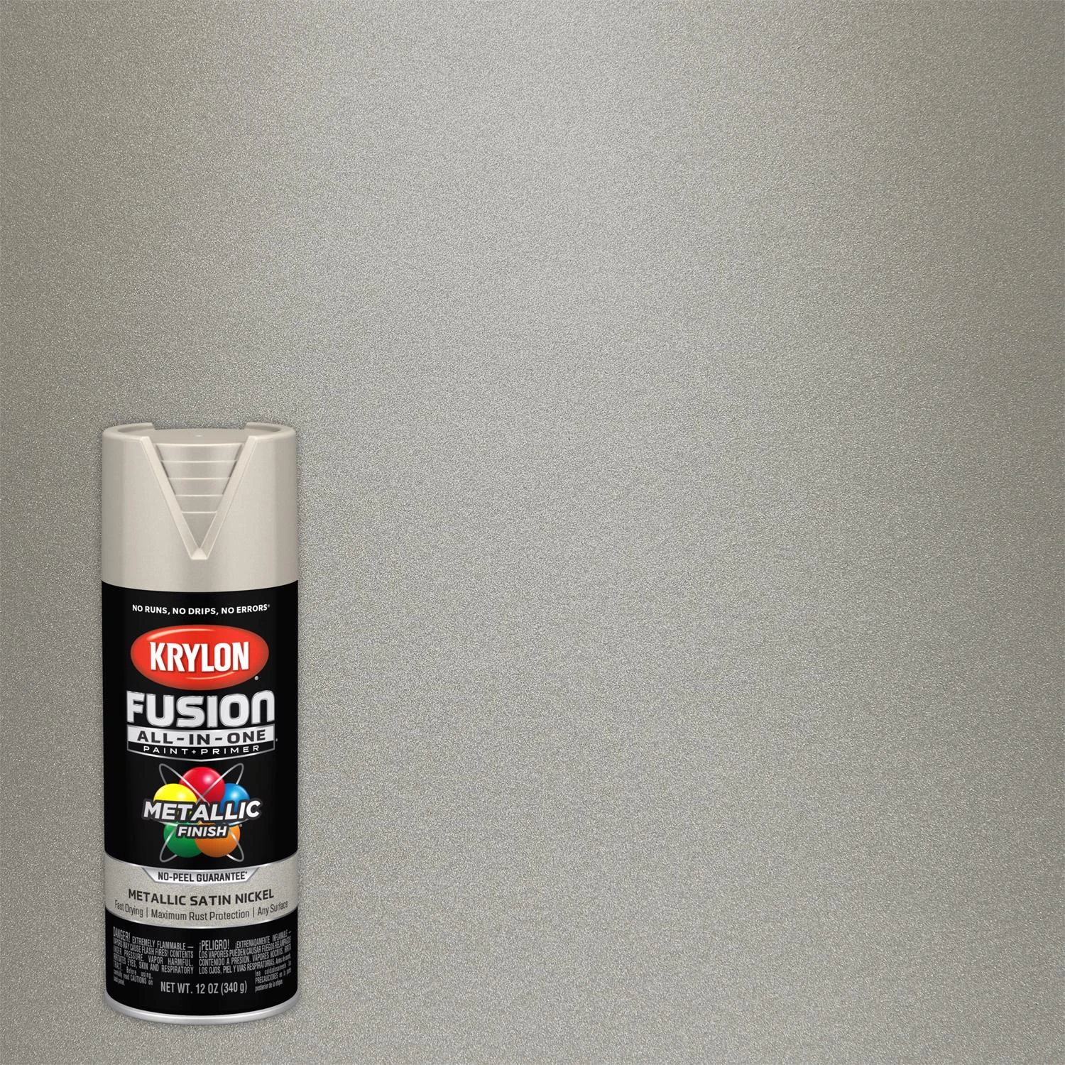 Fusion All-In-One Spray Paint and Primer, Metallic Satin Nickel Finish, 12 Ounce Can