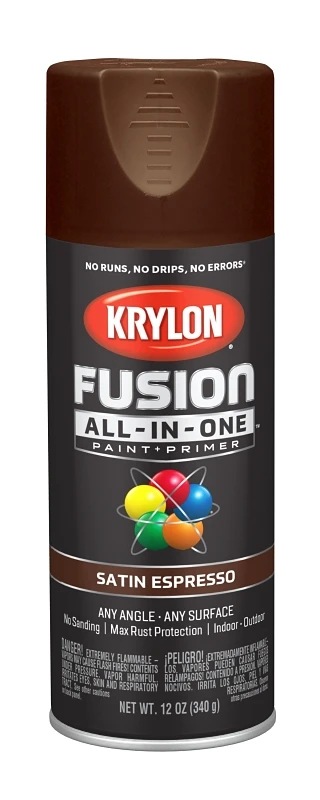 Fusion All-in-one Satin Spray Paint & Primer, 12 Oz, Espresso