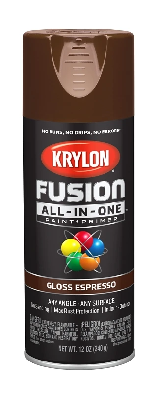 Fusion All-In-One Spray Paint and Primer, Gloss Finish, Espresso Color, 12 Ounce Can