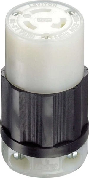 20 Amp Industrial Grade Locking Female Connector, Nema L5-20r, Black/white