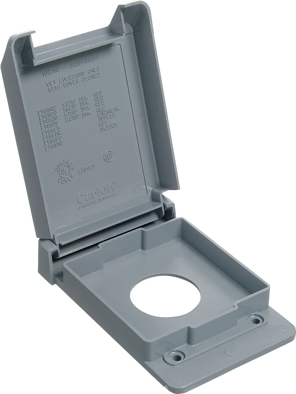 E98srcn-car Weatherproof Single Receptacle Cover, 4-53/64 In L, 3-11/16 In W, Gray