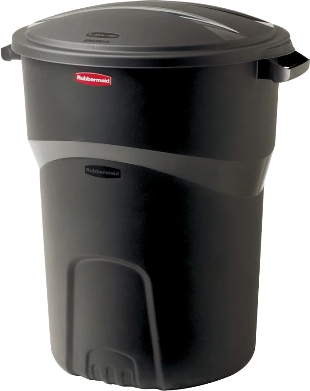 Roughneck 32 Gal. Black Round Trash Can with Lid