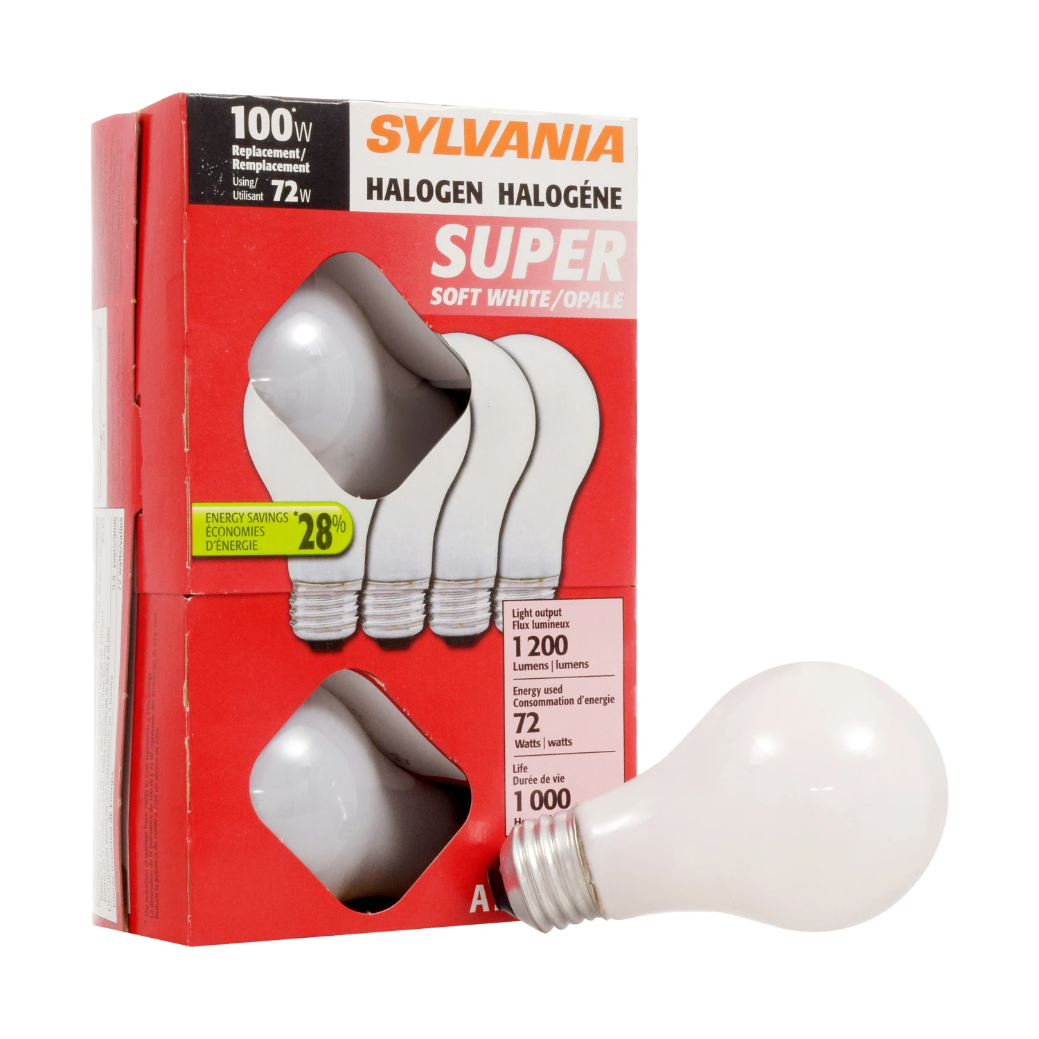 BULB HALOGEN A19 SFT WHITE 72W