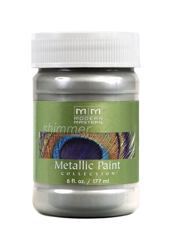 Shimmer Satin Silver Water-based Metallic Paint 6 Oz For Indoor/outdoor Use