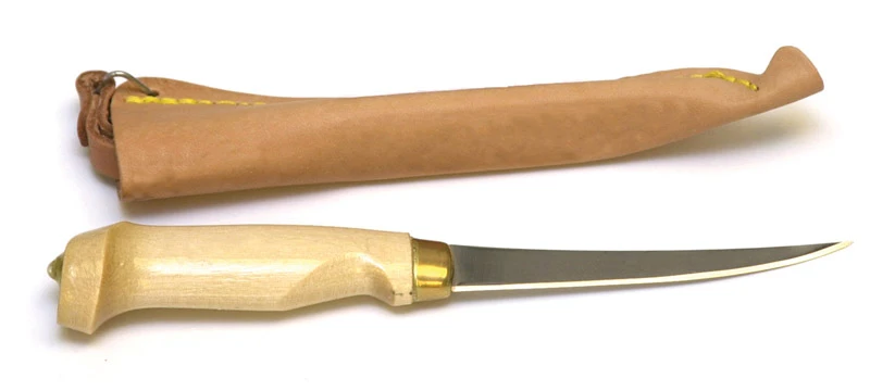 6 Inch Wood Handle Stainless Steel Fillet Knife With Sheath