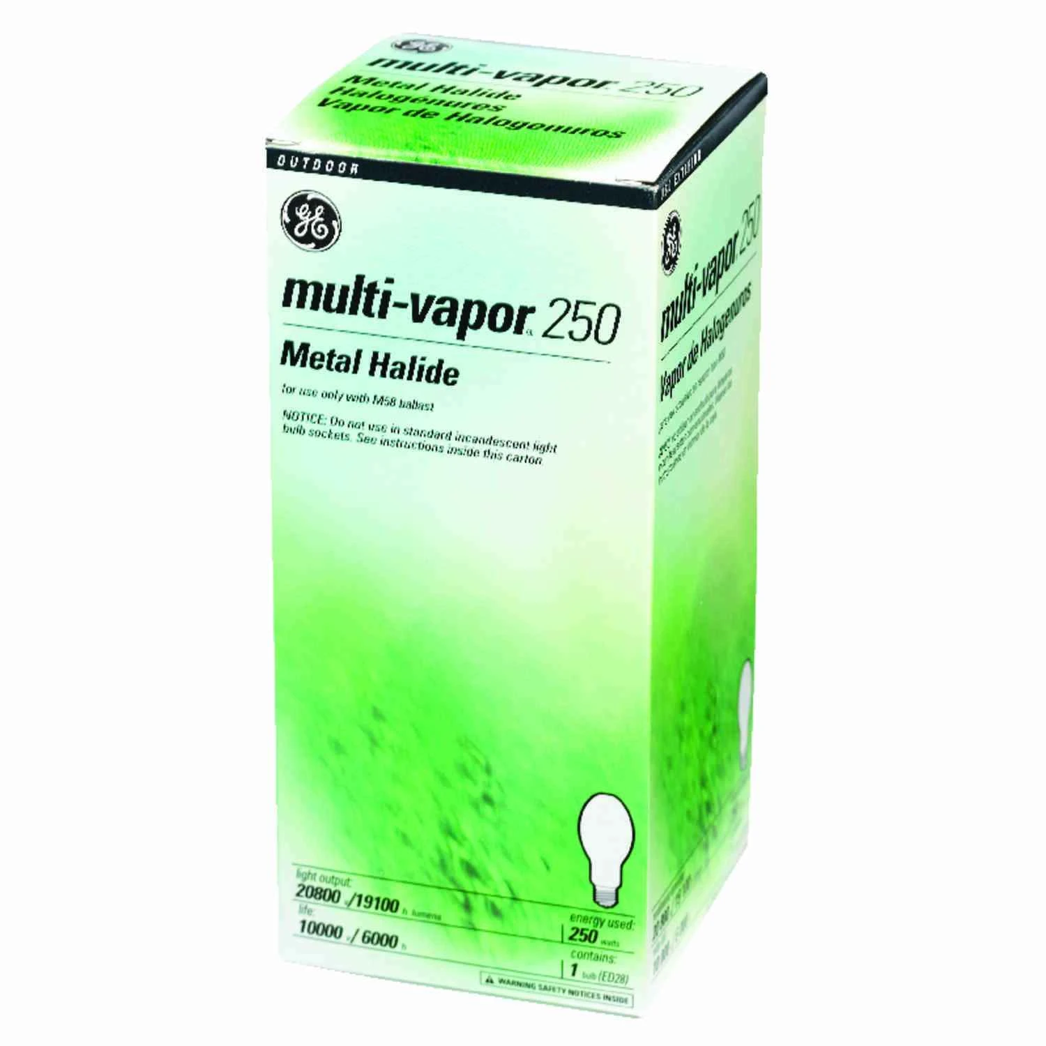 Multi-Vapor Metal Halide Light Bulb, Clear, 250 Watt