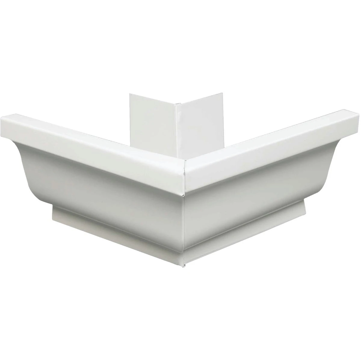 Gutter Outside Mitre, White Galvanized Steel, 5 In.