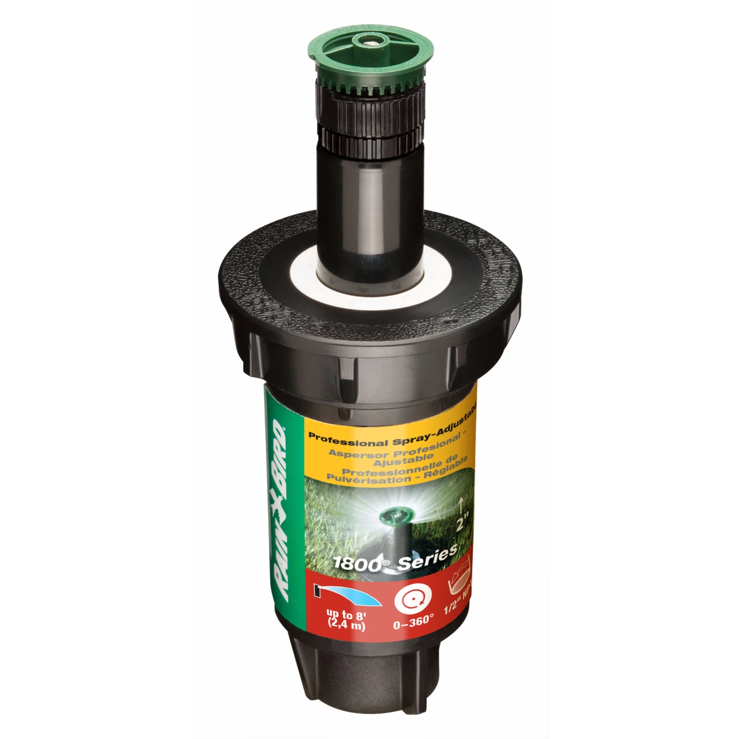 Underground Sprinkler Head, Adjustable Spray Pattern, 2 Inch Pop Up, 8 Foot Radius