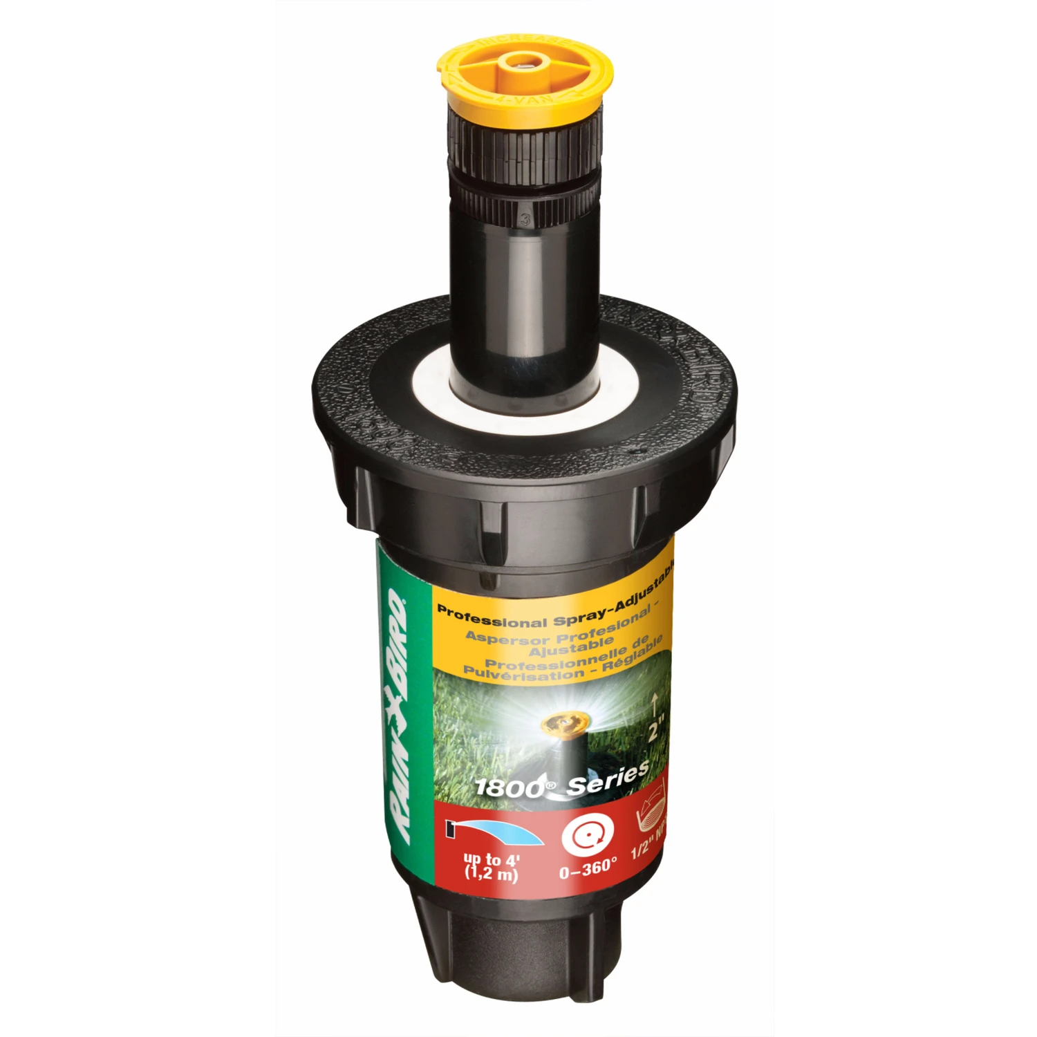 Underground Sprinkler Head with Adjustable Spray Pattern, 2 Inch Pop Up, 4 Foot Spray Radius