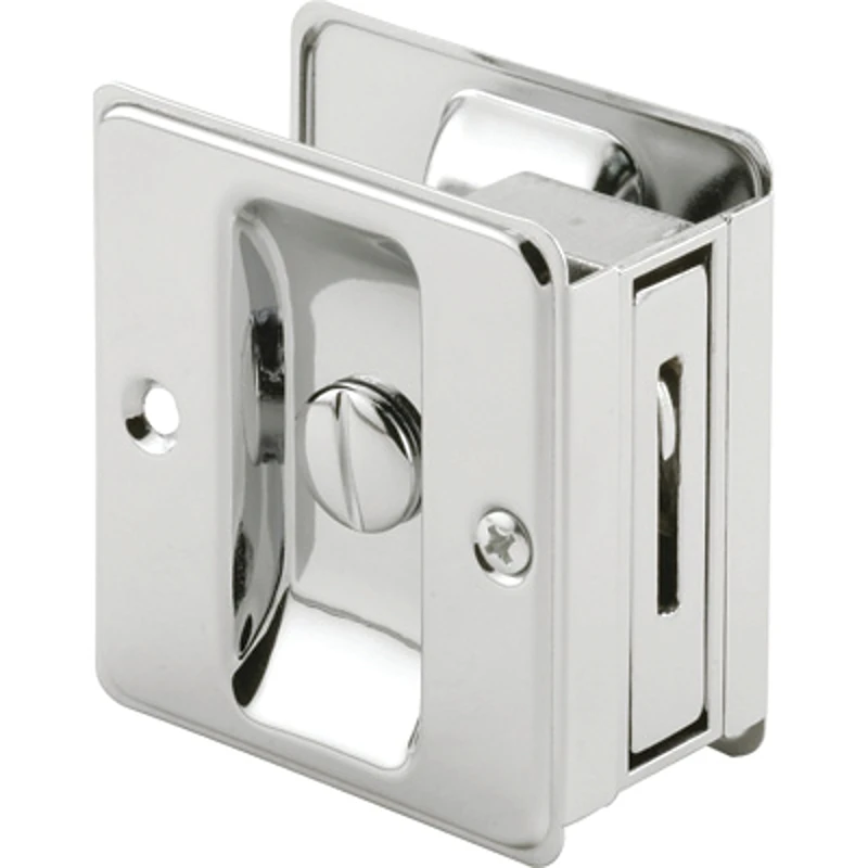 N 6773 Polished Chrome Pocket Door Privacy Lock With Pull