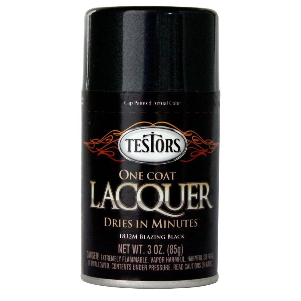 One-Coat Lacquer Craft Spray Paint, Black Gloss, 3-oz.