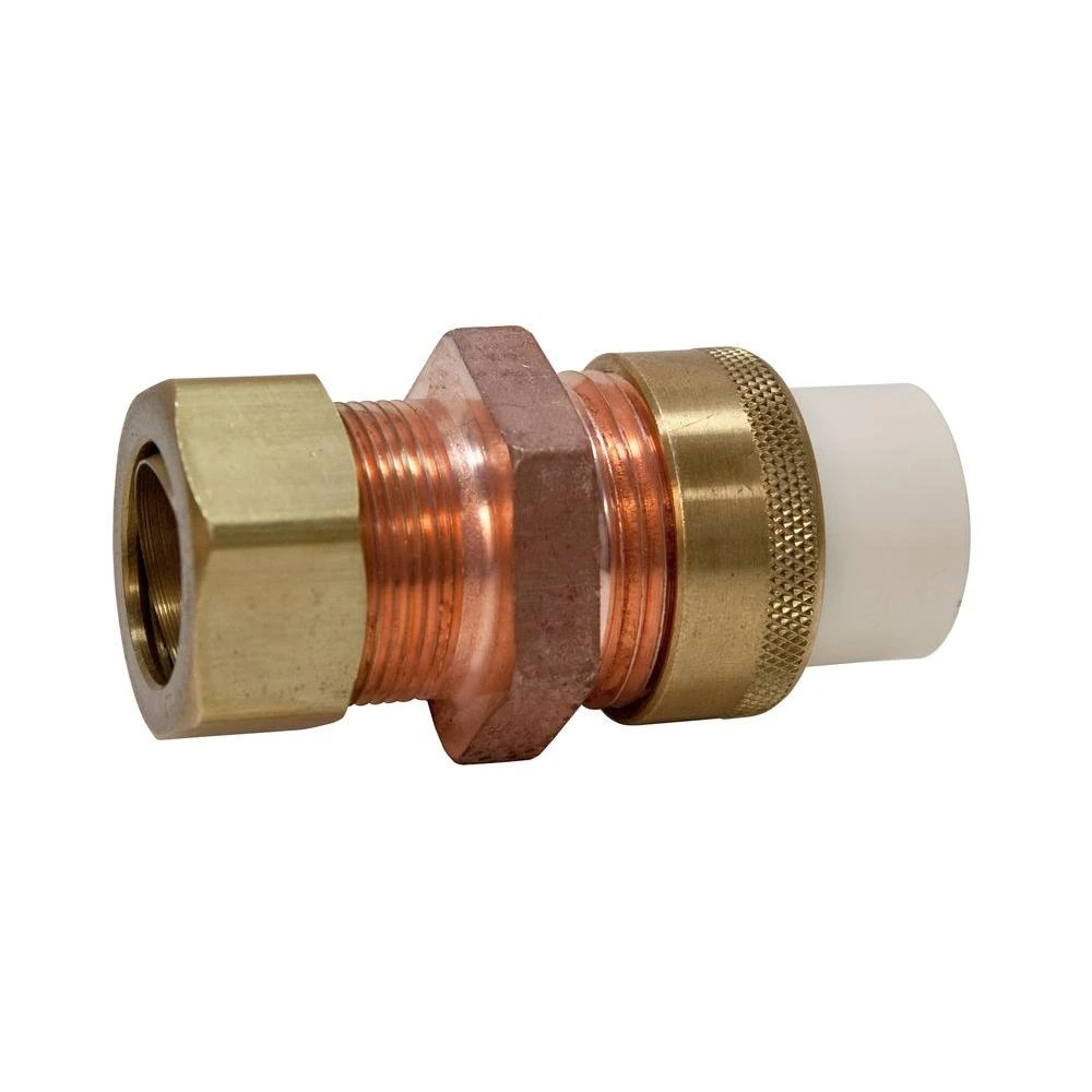 Compression Pipe Union, 1/2 In. Slip X Brass, Lead Free
