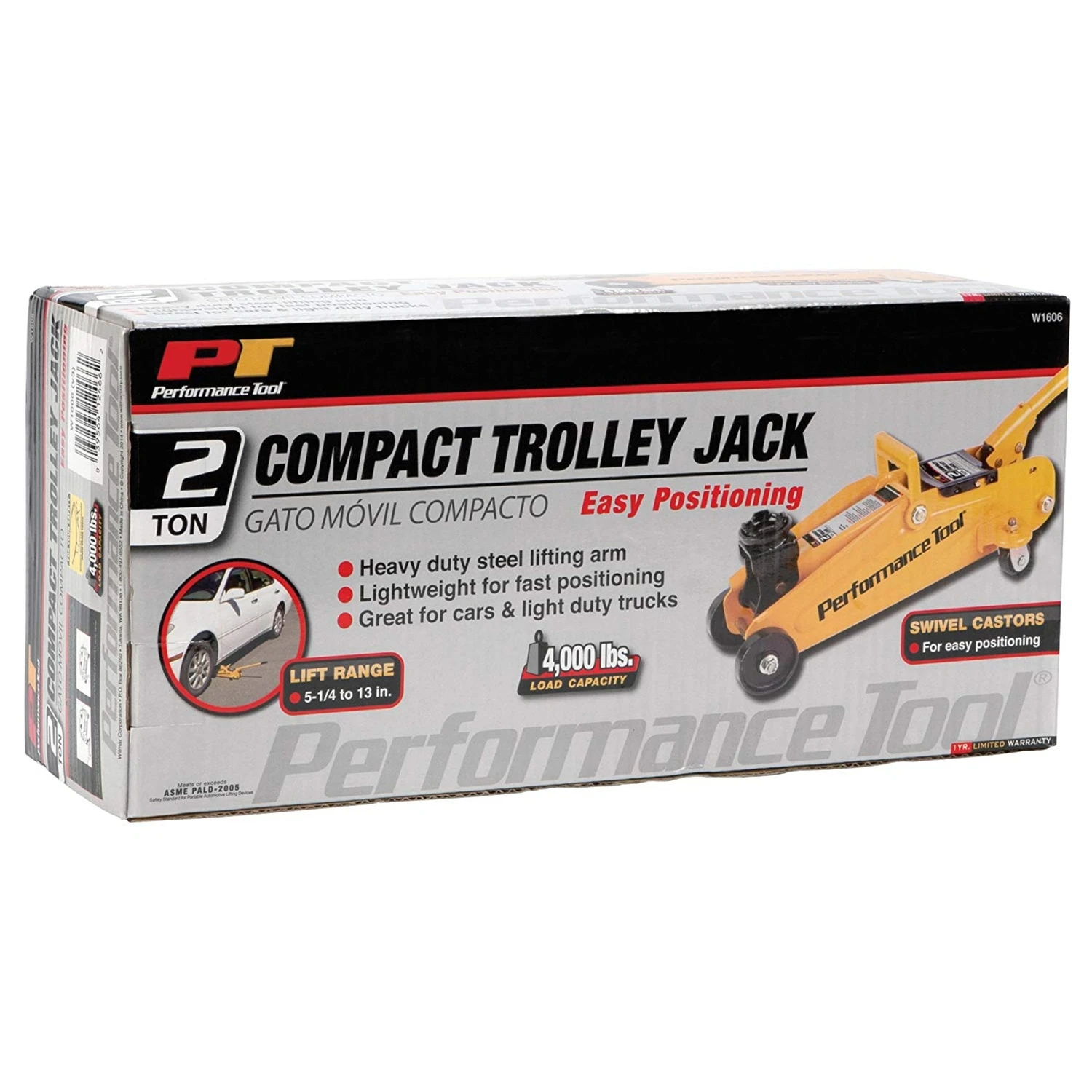 W1606 2 Ton Manual Automotive Trolley Jack With Swivel Casters