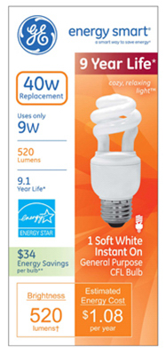 9-Watt Soft White CFL Bulb