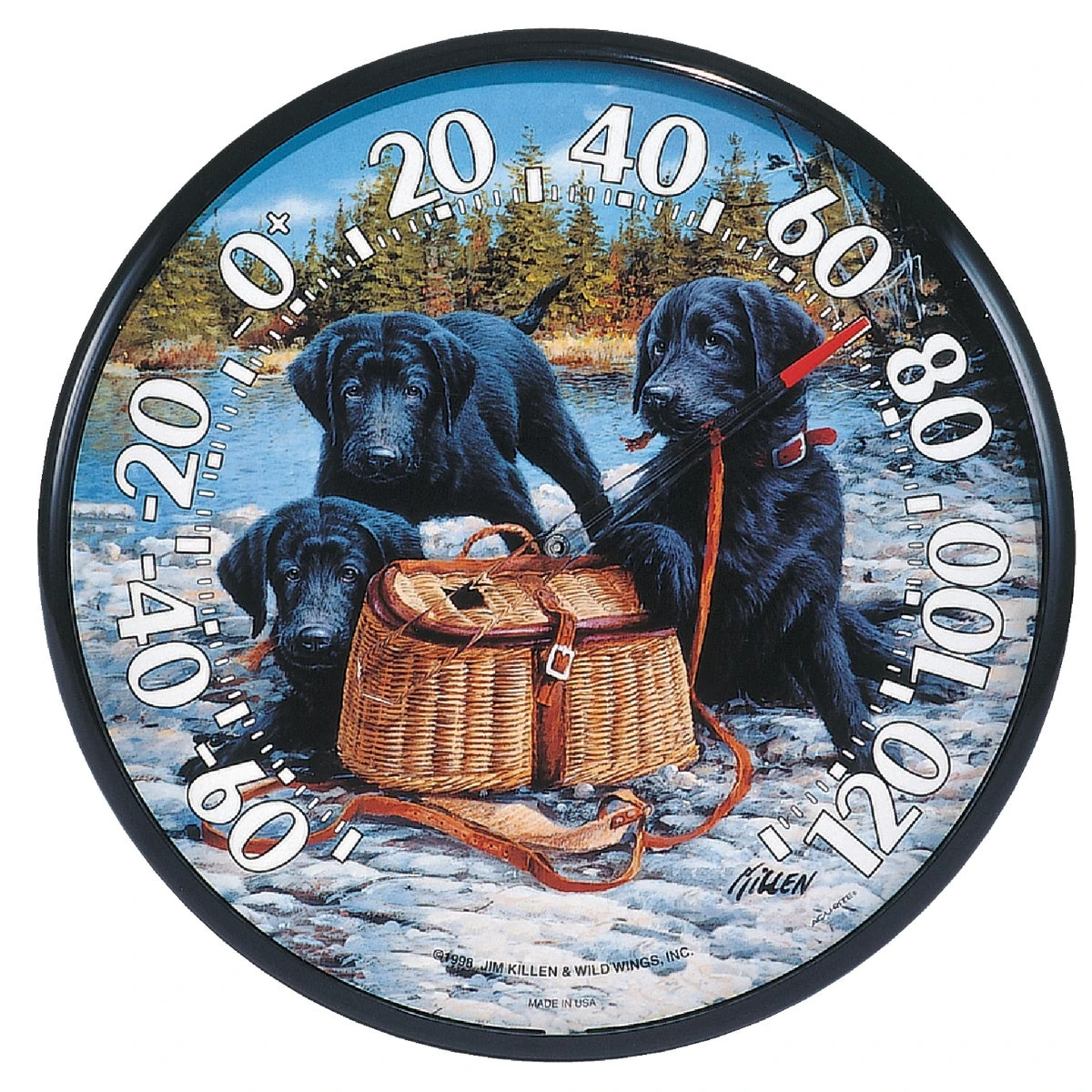 12.5-inch Outdoor Wall Thermometer -60 To 120 Degrees Fahrenheit With Black Lab Design