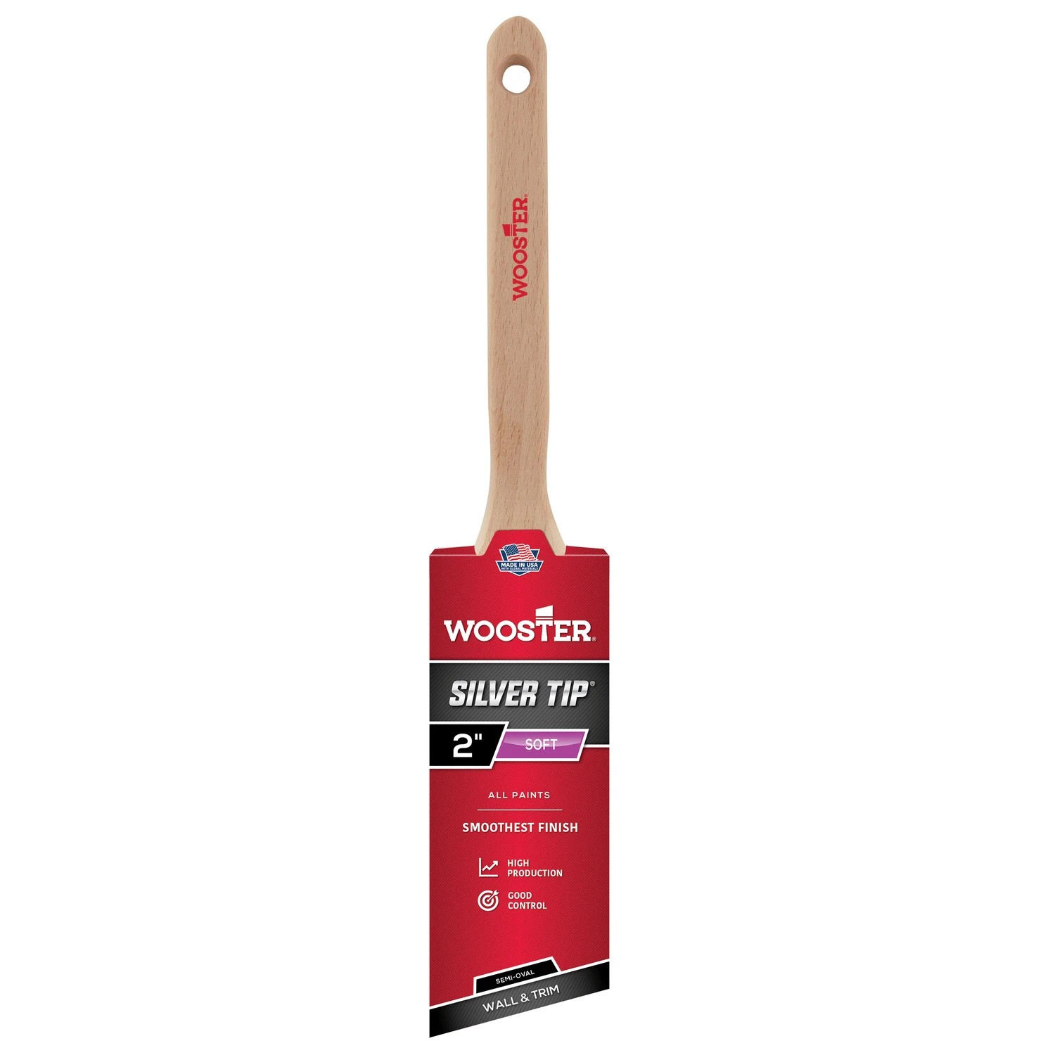Silver Tip 2 In. Semi-oval Angle Sash Brush With Stainless Steel Ferrule