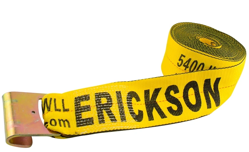 4" X 30' Polyester Webbing Winch Strap With Flat Bed Hook - 5400 Lb Capacity