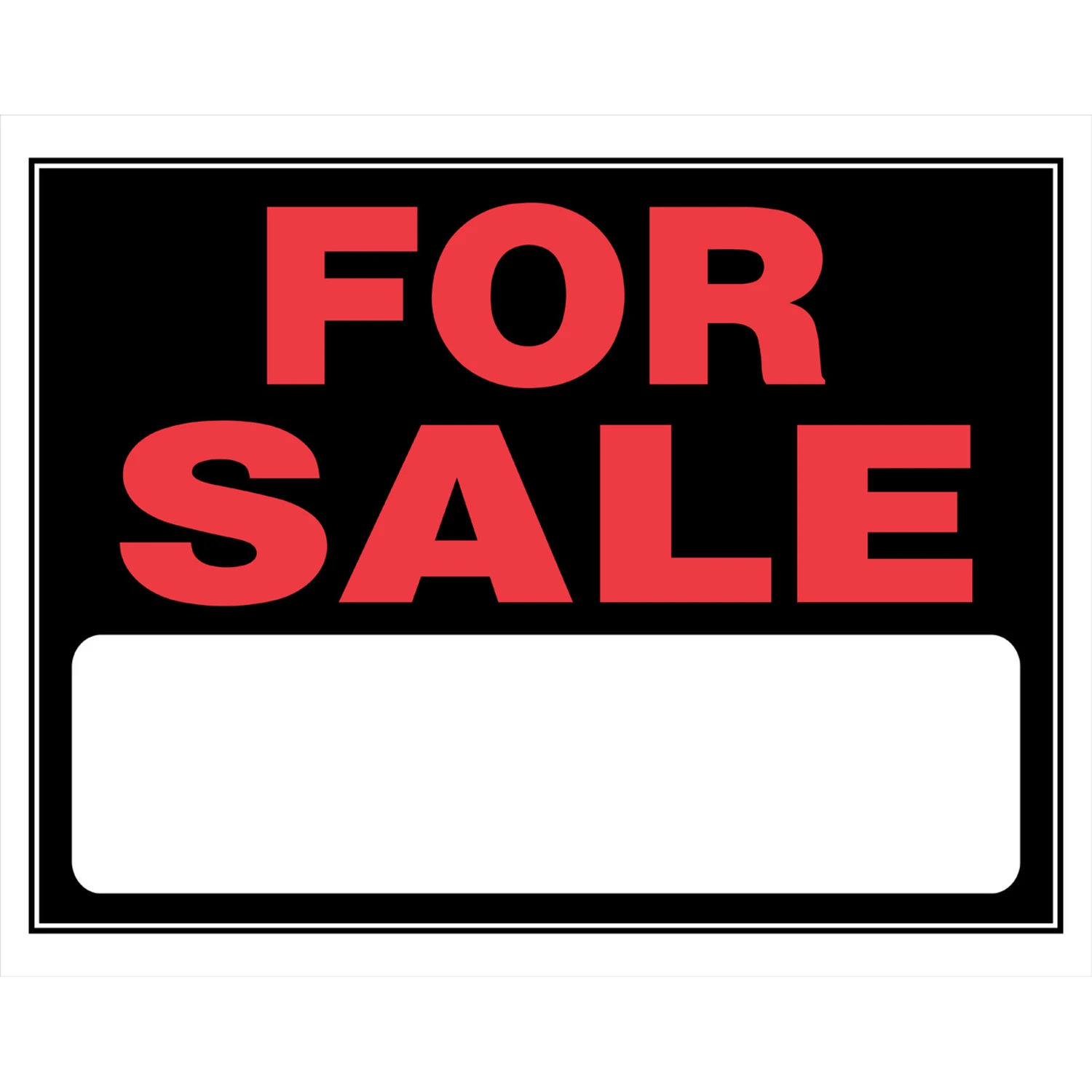 15 In. H X 19 In. W English Black For Sale Sign - Durable Plastic