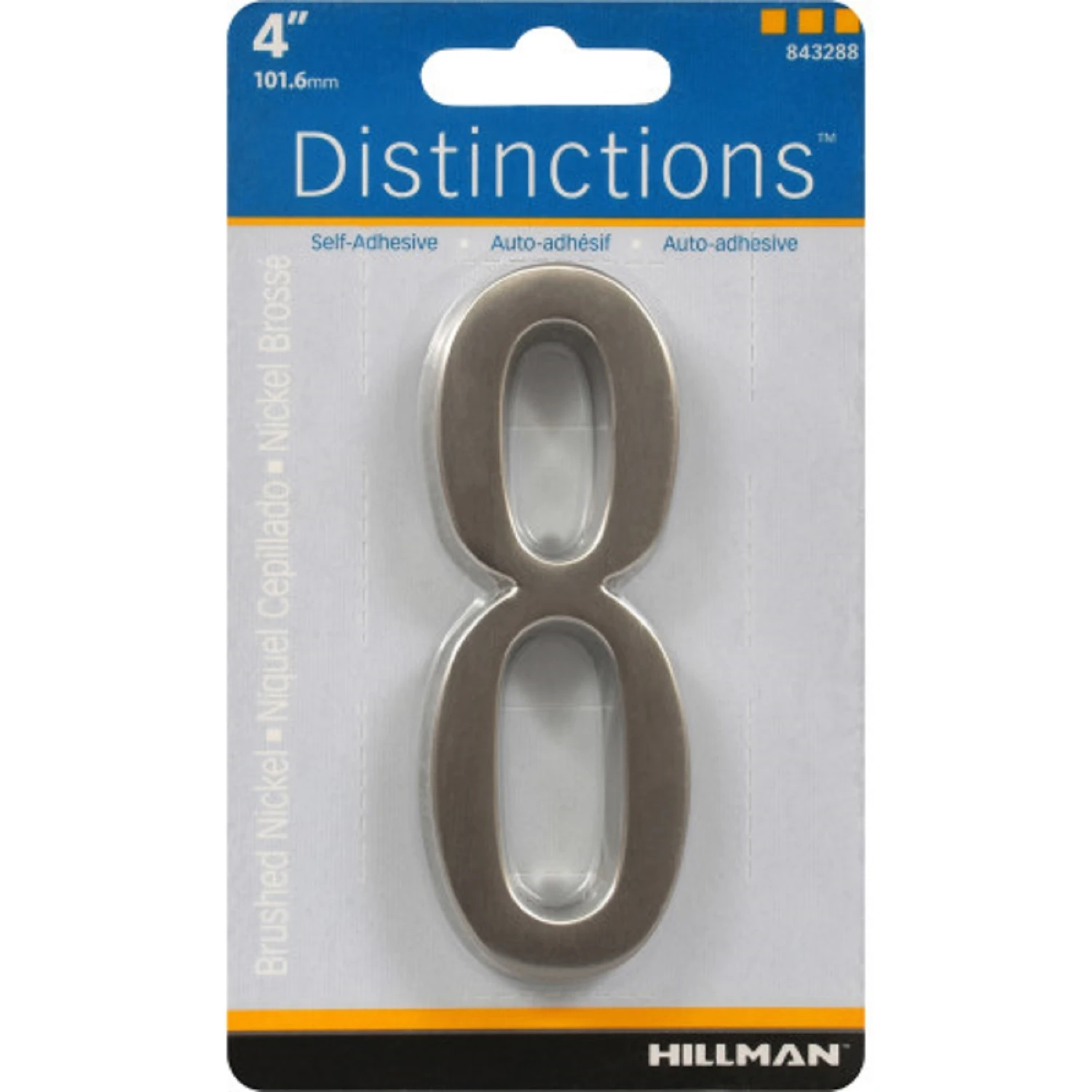 Distinctions 4 In. Silver Zinc Die-cast Self-adhesive Number 8