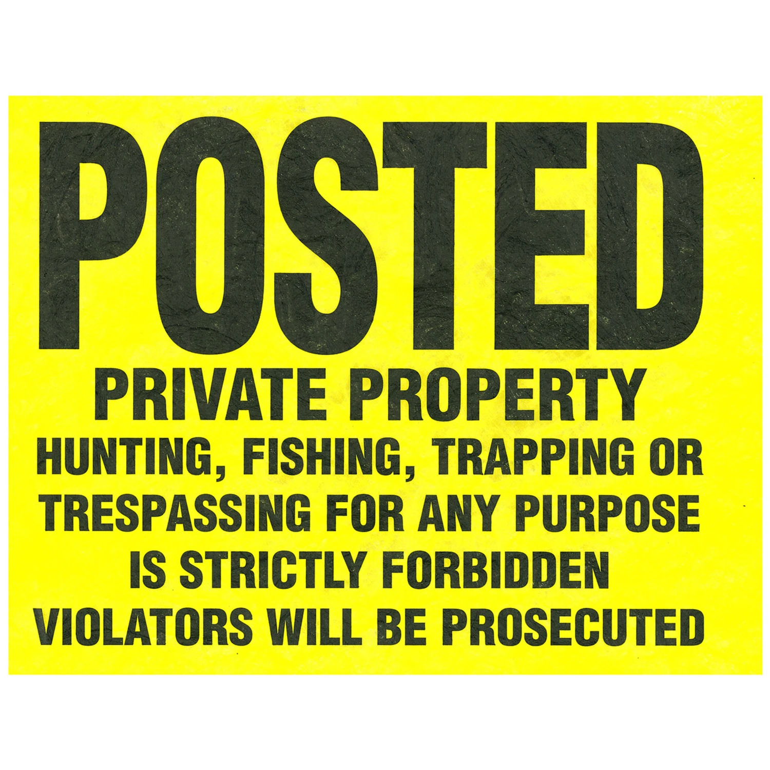 Private Property Sign, Yellow/Black Tyvek, 11 x 11 In., 100-Ct.