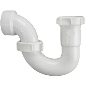 Keeney 1-1/2 In. or 1-1/4 In. White Plastic J-Bend Sink Trap with Reducer Washer