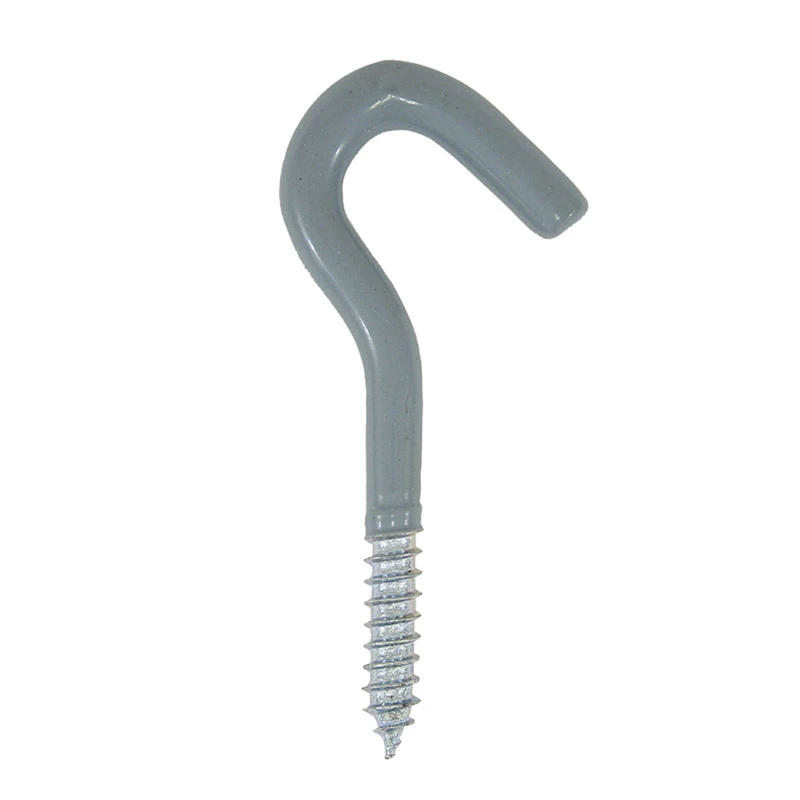 Crawford 3-3/4 in. L Vinyl Coated Gray Steel Small Storage Hook 30 lb. capacity 2 pk