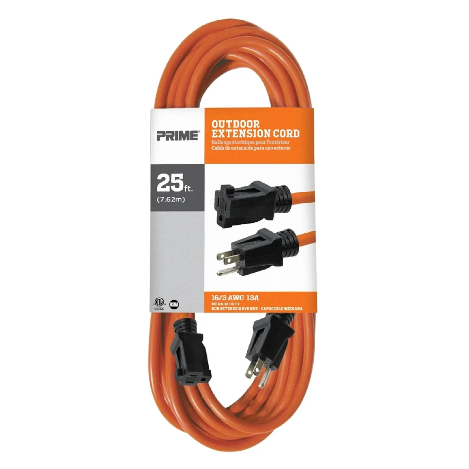 25' 16/3 ORG EXT Cord