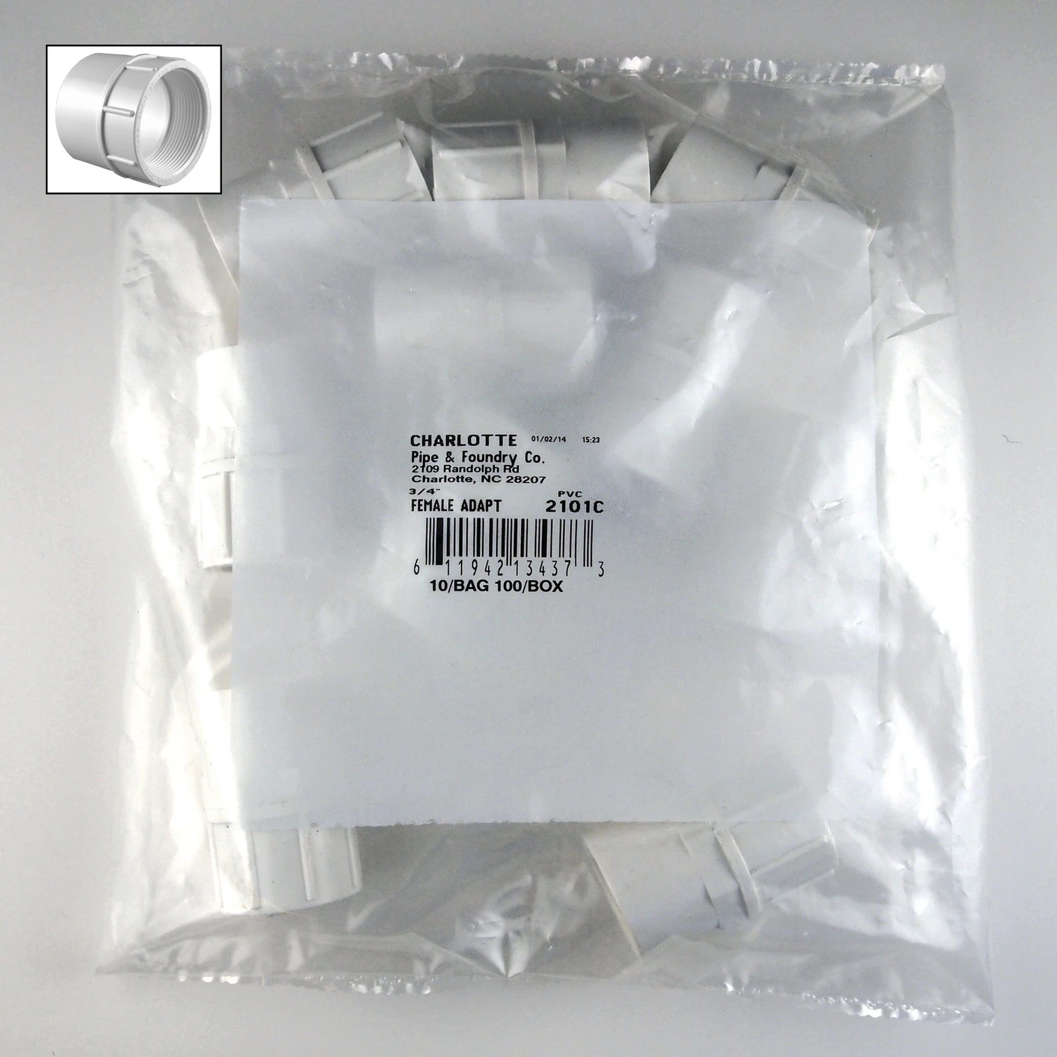 Schedule 40 PVC Pressure Pipe Adapter, 3/4 In., 10-Pk.