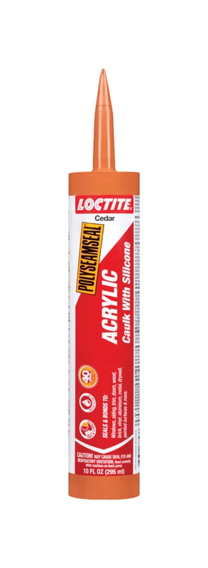 Loctite POLYSEAMSEAL 1507594 Acrylic Caulk, Cedar, -5 to 170 deg F, 10 oz Package, Cartridge